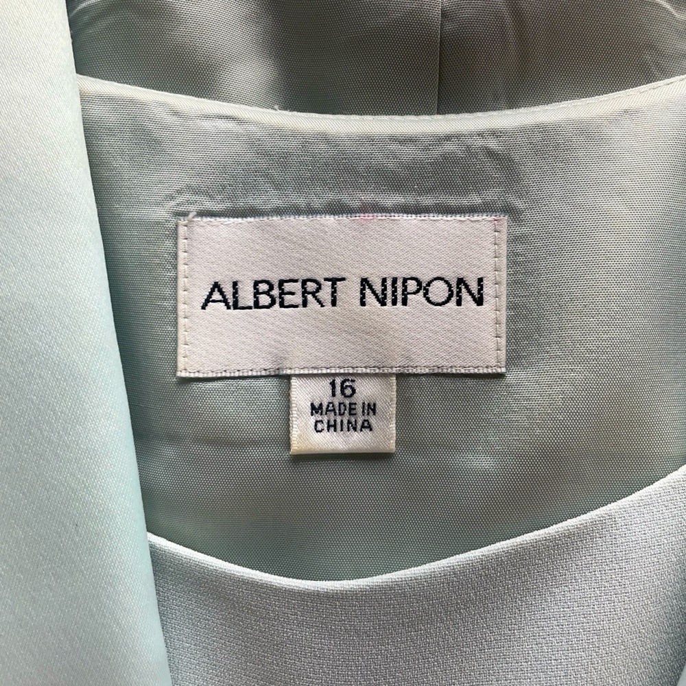 Vintage Albert Nipon Mint Green Bow Detail Blazer And Tank Top Set Sz 16 - Picture 5 of 9